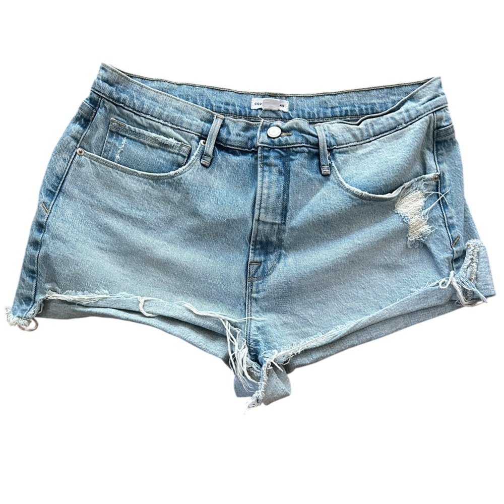 Good American Distressed cut off Denim Jean Shorts Size 10
